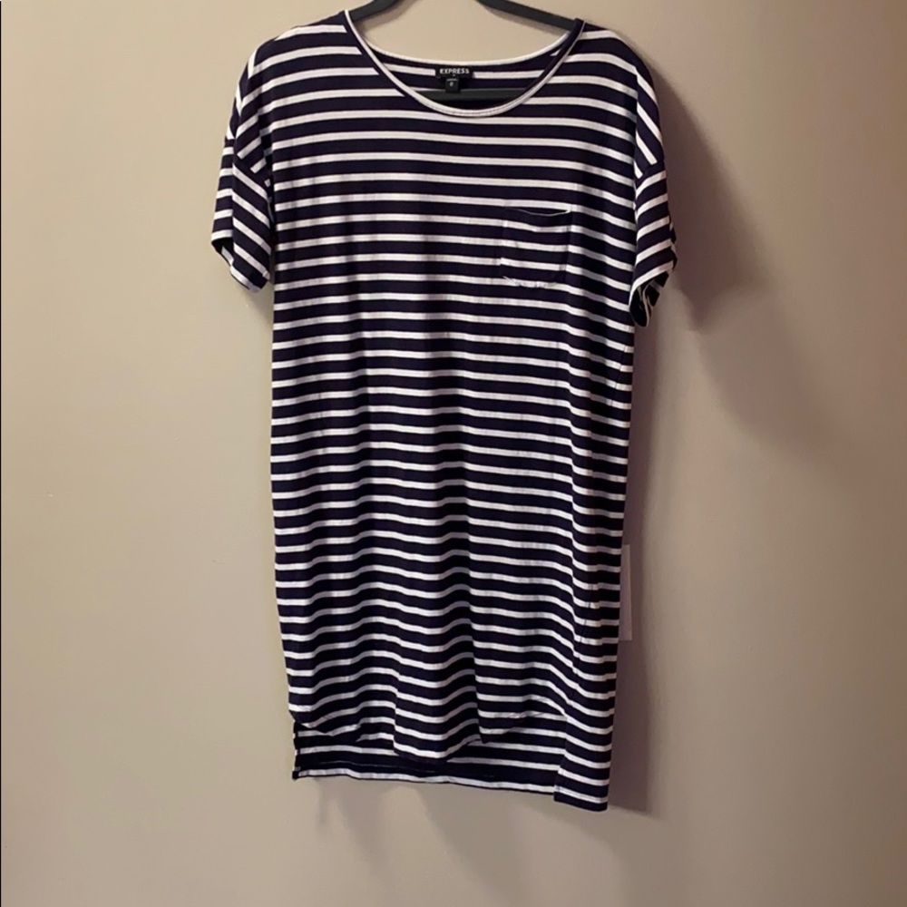 Express Bodycon Navy Striped Dress